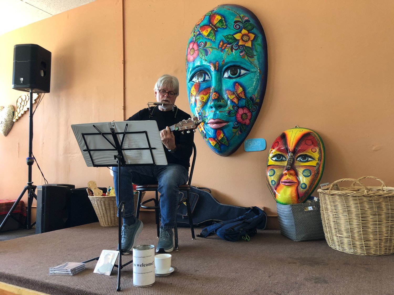 Singer-songwriter Fleming Oppenhagen Behrend performed at the grand re-opening of New Traditions Cafe on July 9, 2021.