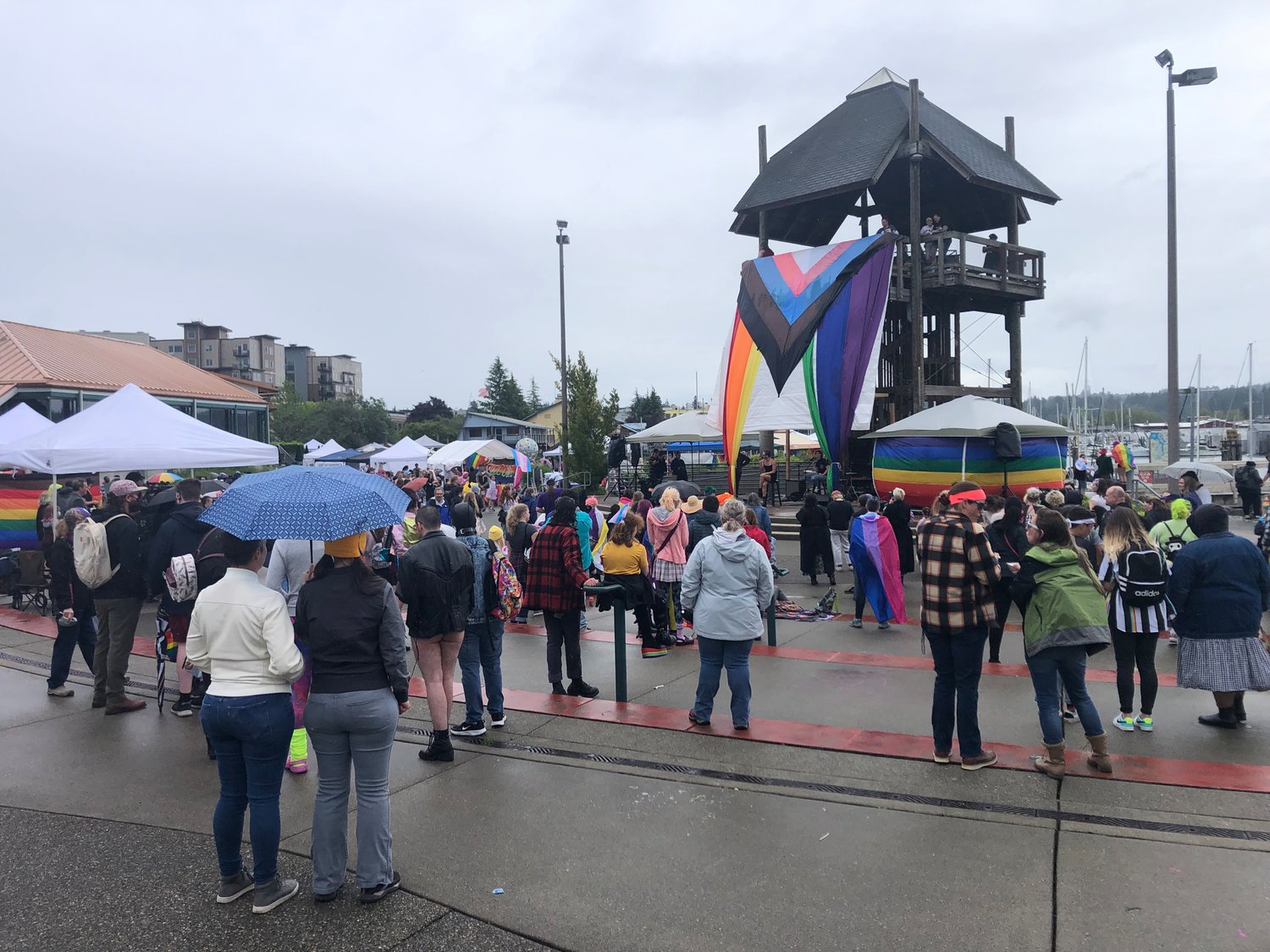 The main stage at Capital City Pride Day at the Port Plaza featured various entertainers, with most timeslots only 15 minutes long.
