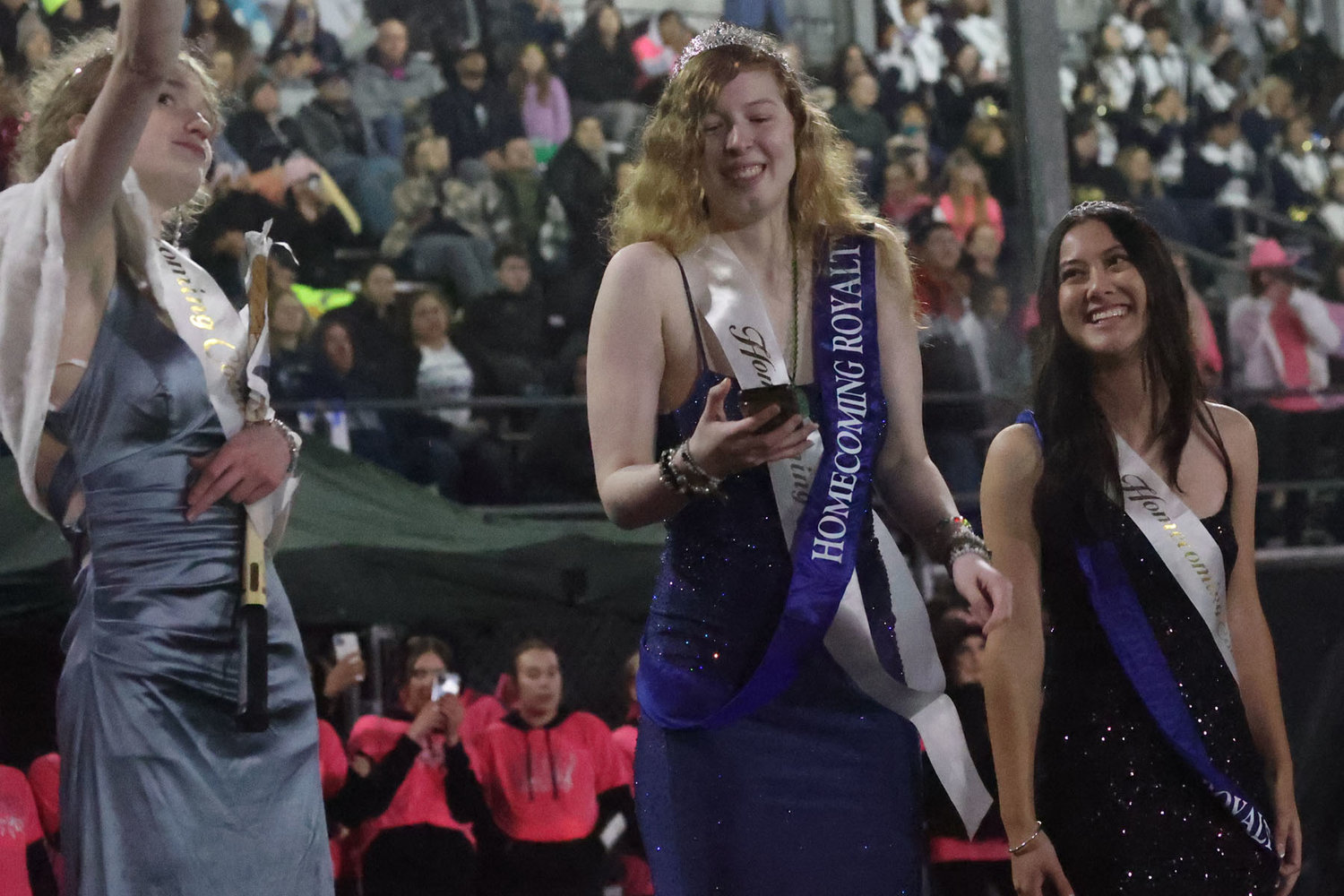 River Ridge High School has two queens: Kiona Kautz (center) and Leno Le (right).
