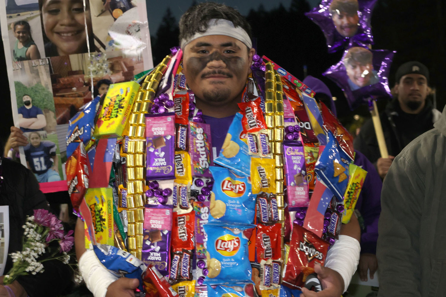 Future psychologist V.J Ioane dressed up with candy and chips. Analyze that!