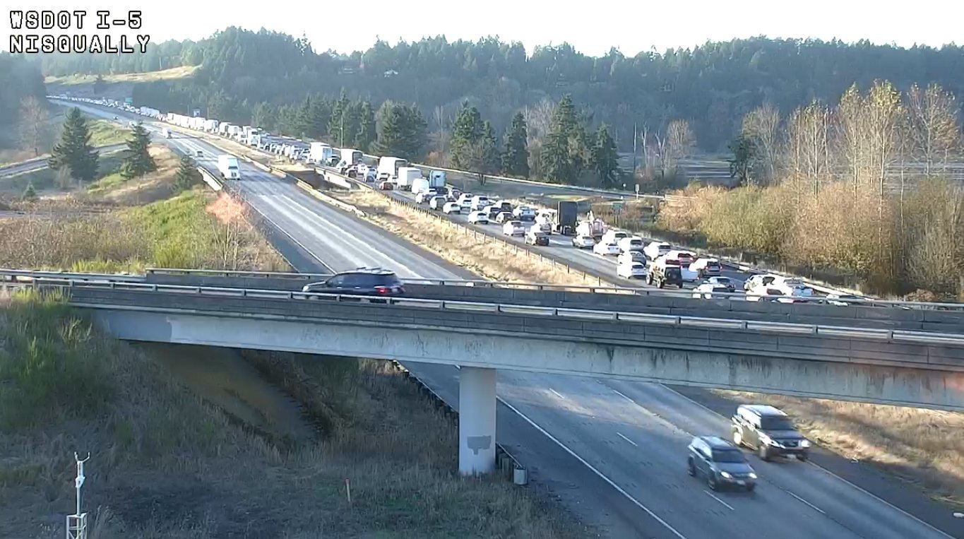 Southbound traffic at I-5 being diverted to Martin Road.