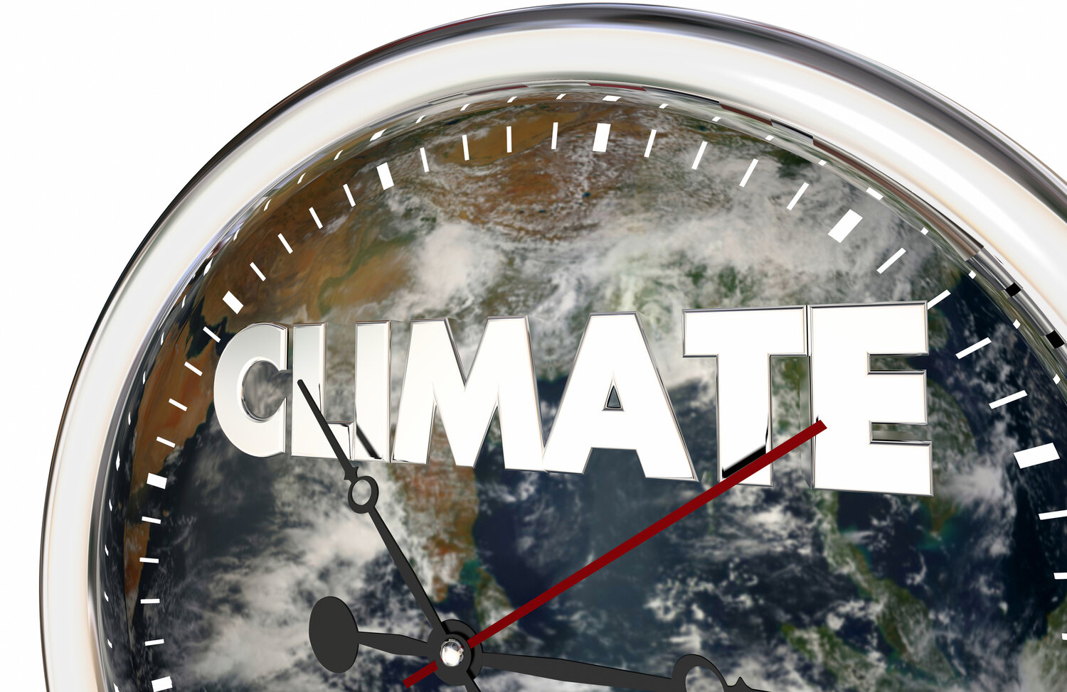 Climate Change Clock Earth Hands Ticking 3d Illustration - Elements of this image furnished by NASA
